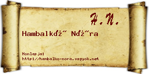 Hambalkó Nóra névjegykártya