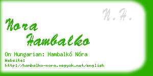 nora hambalko business card